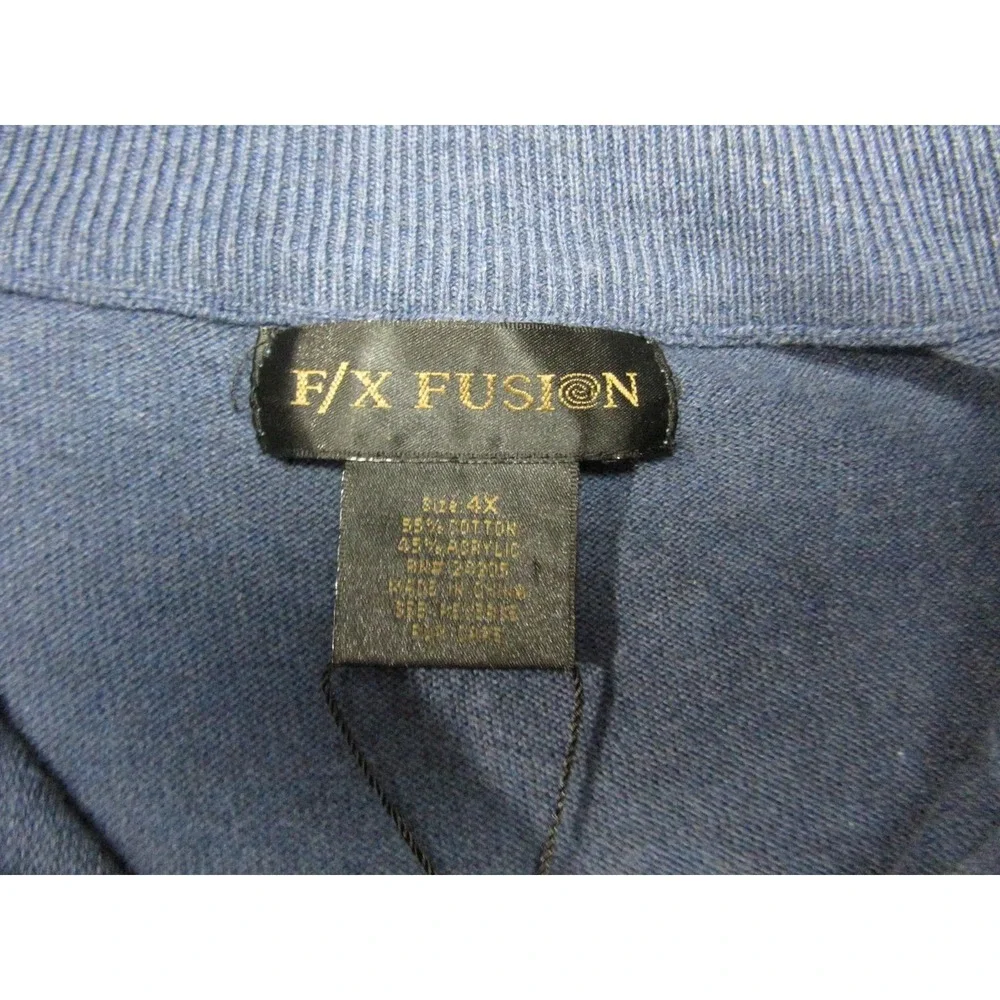 F/X Fusion Sweater Vest Mens 4XL Blue 1/4 Zip Mock Neck Knit Preppy Stretch